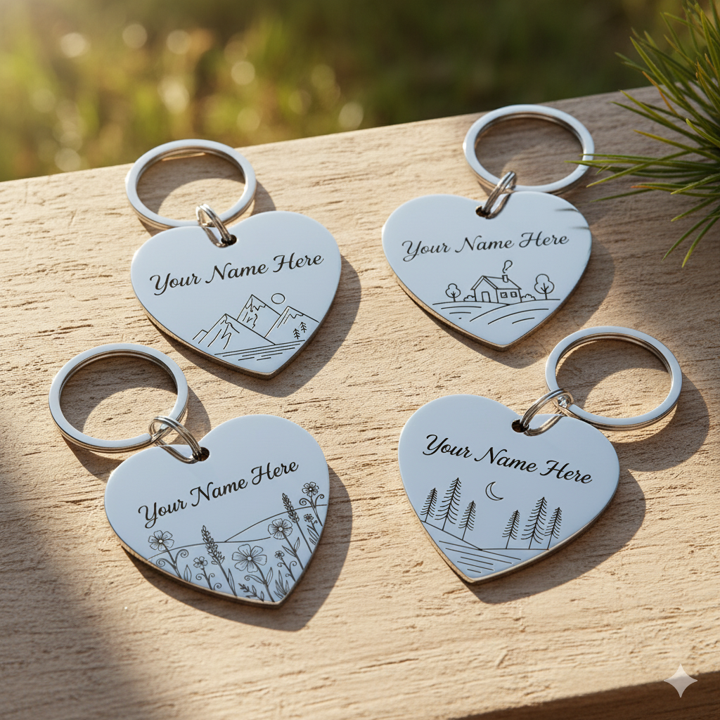 Message Card Engraved Heart Necklace