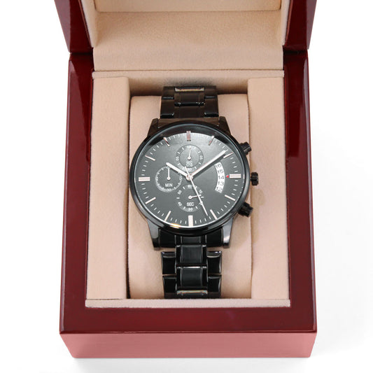 A Perfect Engraved Gift For Someone Special - A Black Chronograph Watch