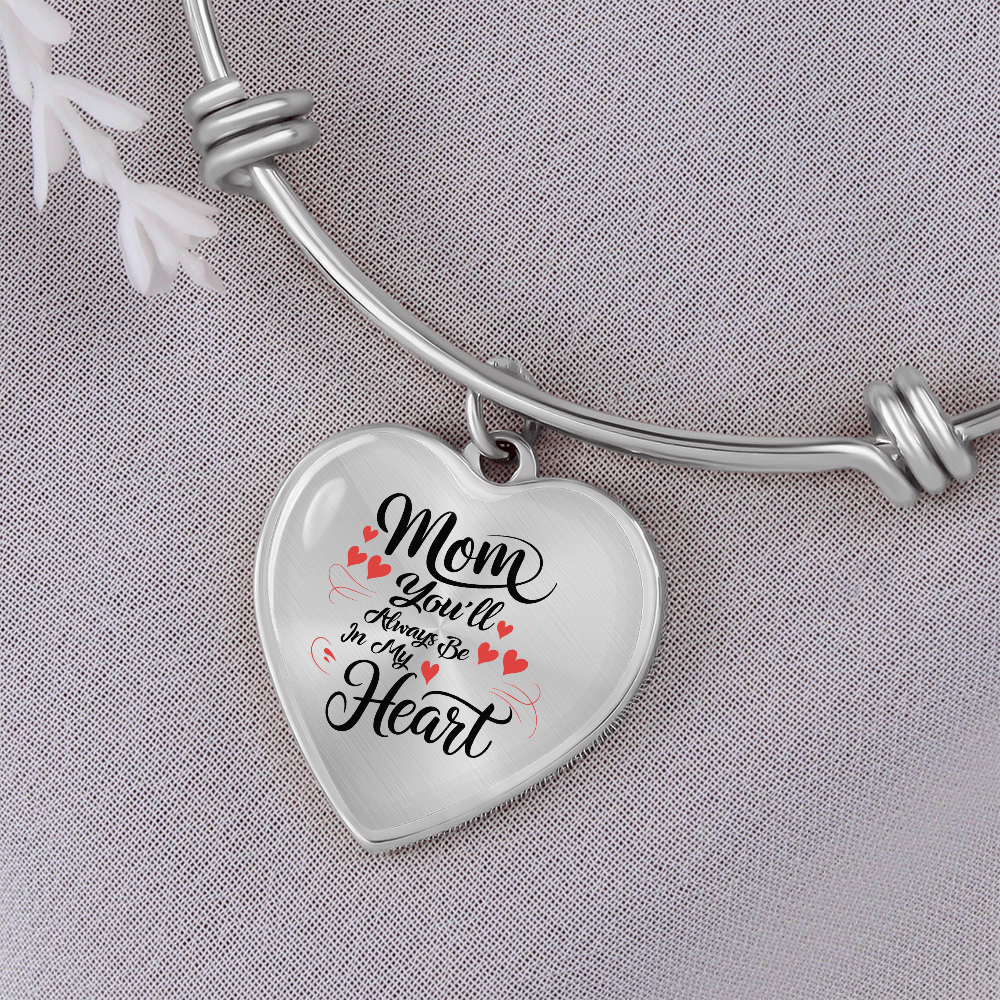 Non-Message Card Luxury Heart Bangle For Mom
