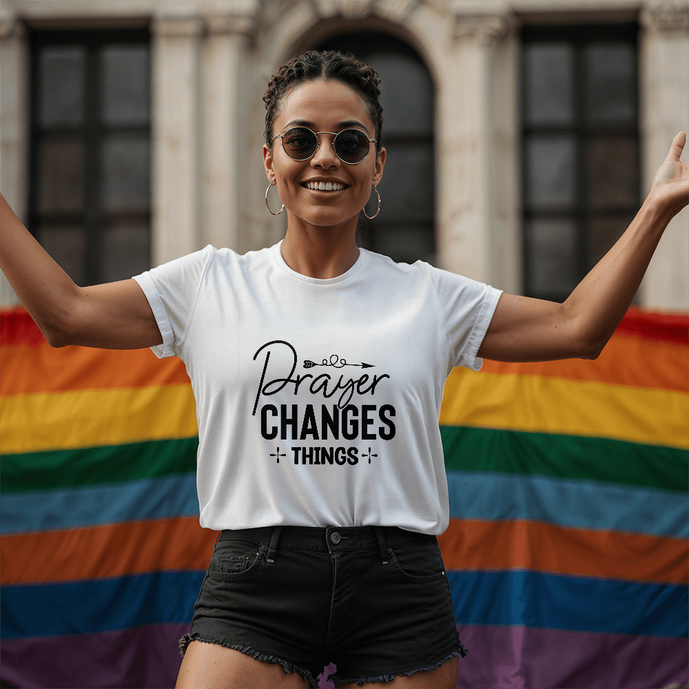 Prayer changes things, Bella + Canvas 3001 Unisex T-Shirt Front Print