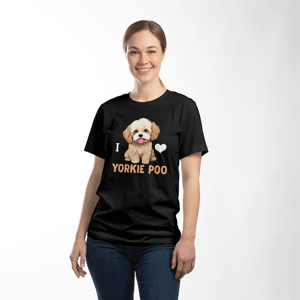 I Love Yorkie Poo, Bella + Canvas 3001 Unisex T-Shirt Front Print