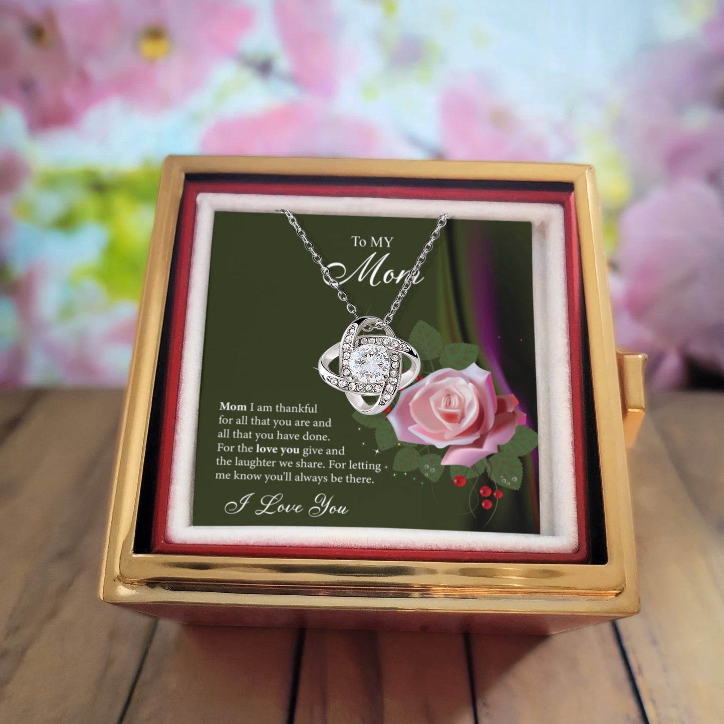Love Knot with Rotating Rose Gift Box For Mom