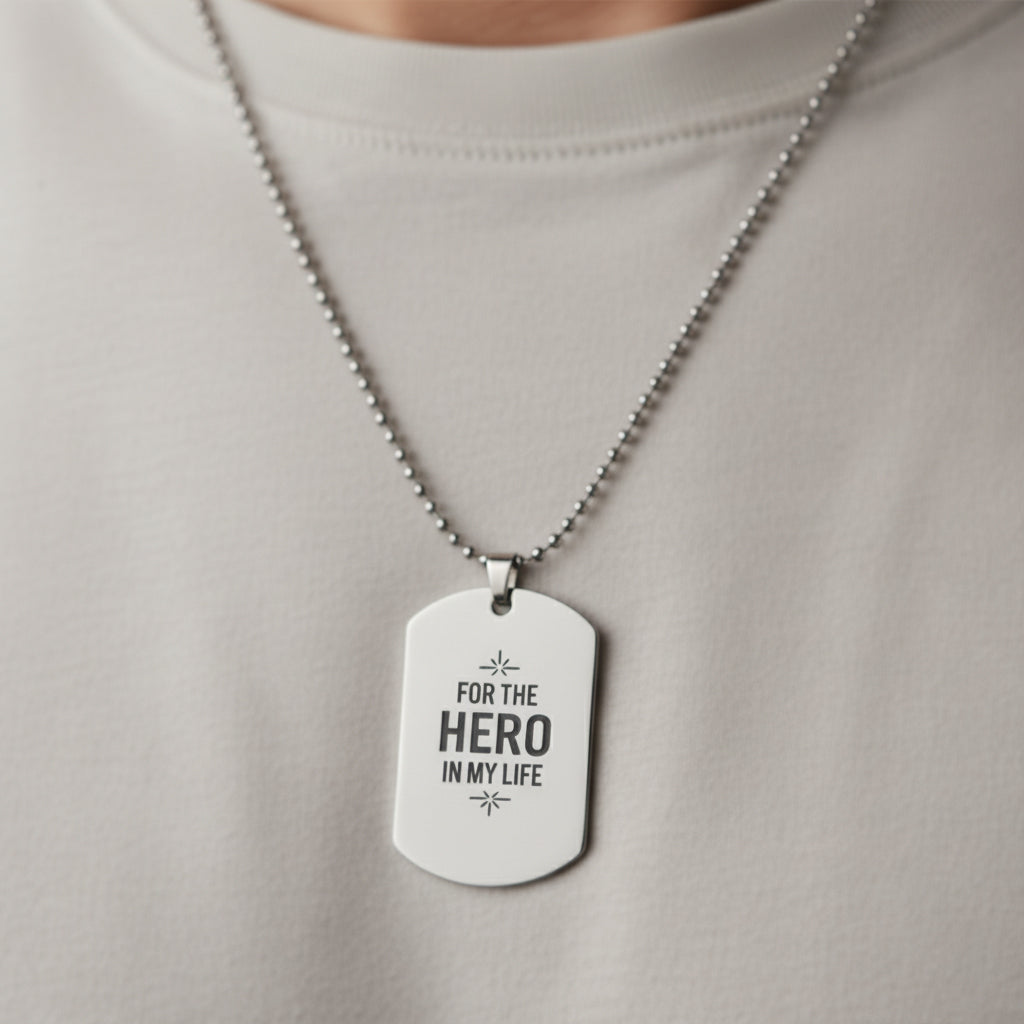 Message Engraved Dog Tag Necklace