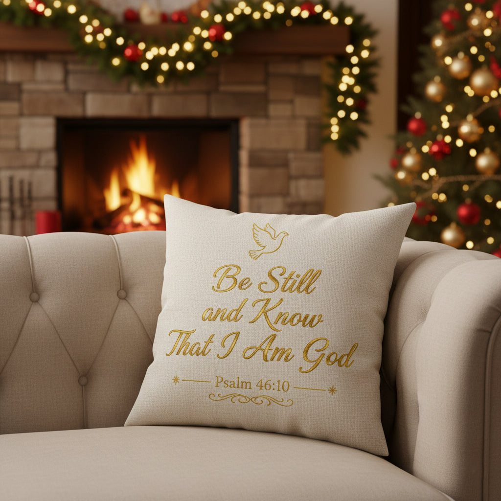 Message Pillow " Be Still And Know "