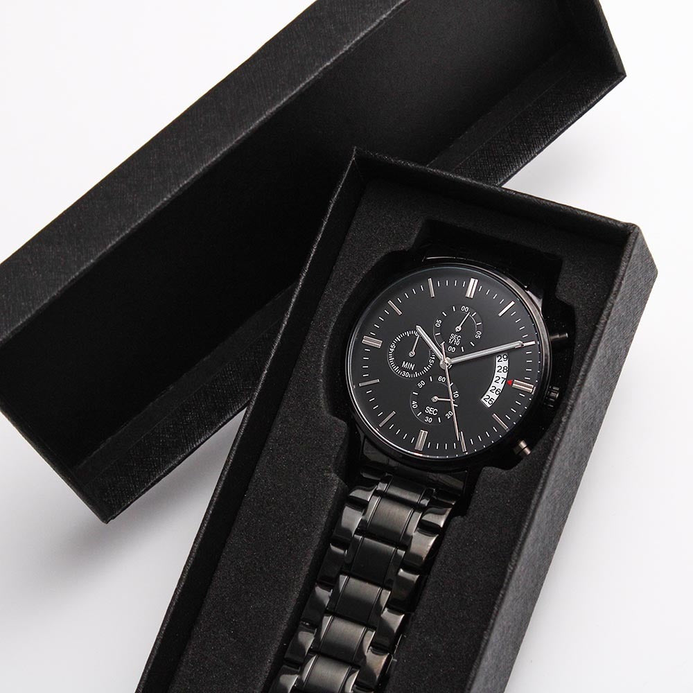 A Perfect Engraved Gift For Someone Special - A Black Chronograph Watch