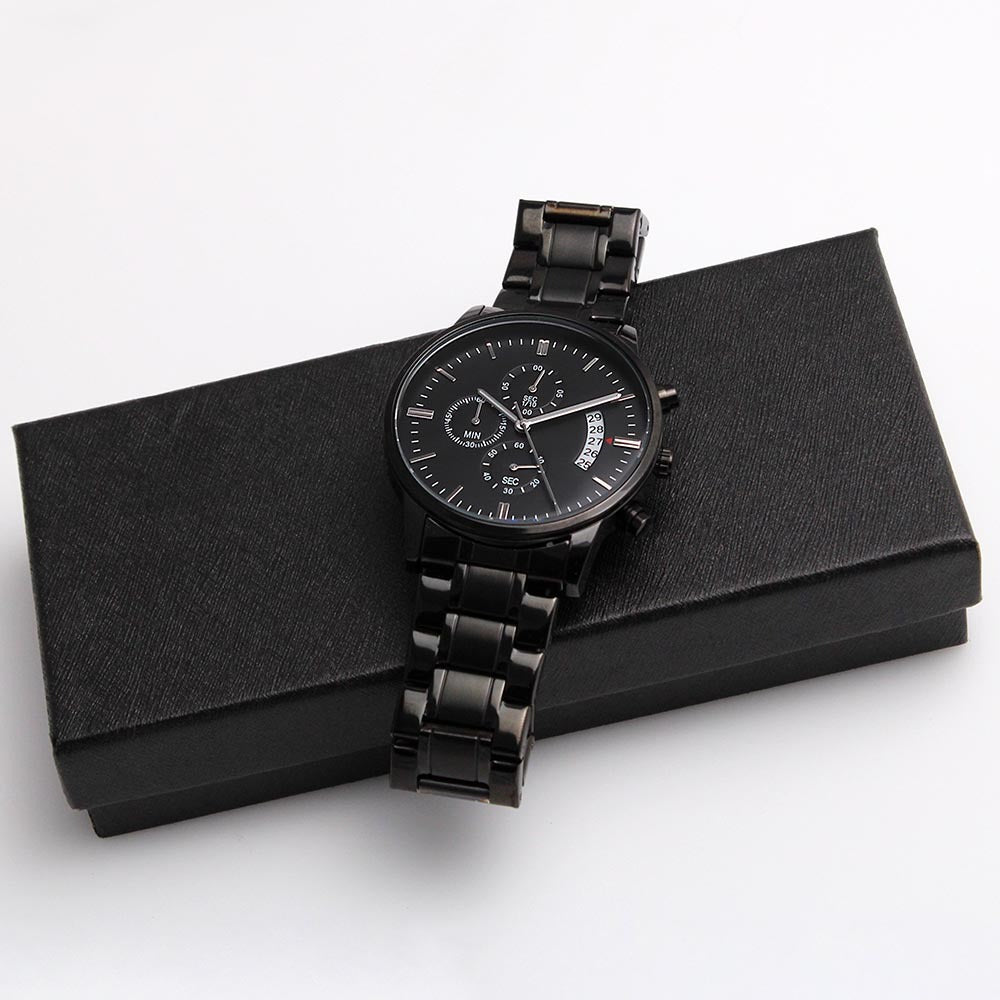 A Perfect Engraved Gift For Someone Special - A Black Chronograph Watch