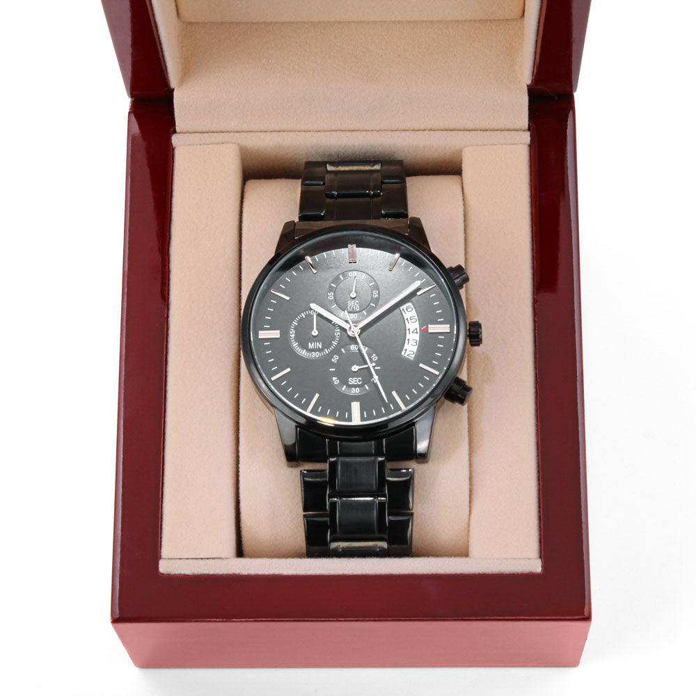 A Perfect Engraved Gift For Someone Special - A Black Chronograph Watch