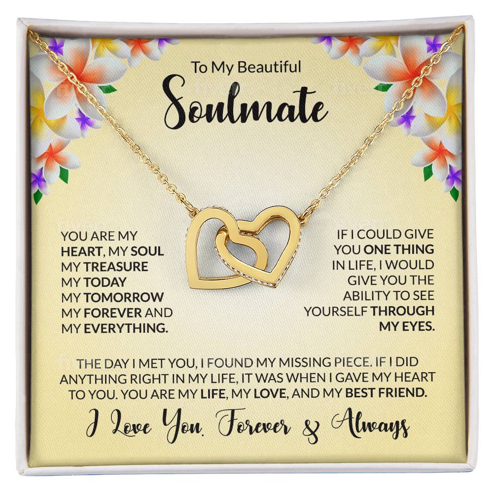 Interlocking Hearts Necklace - "To My Beautiful Soulmate"