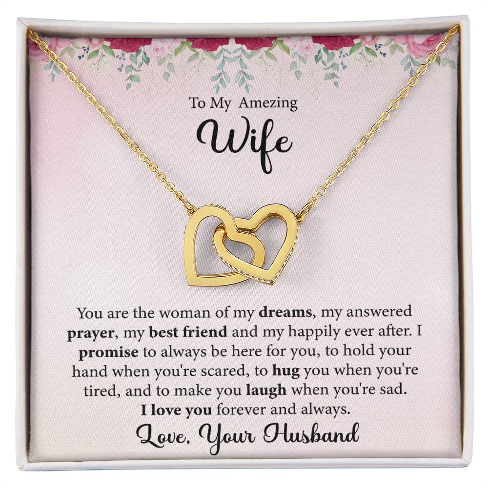 To My Amazing Wife || Interlocking Hearts Necklace (Yellow & White Gold Variants)