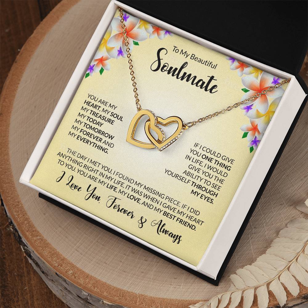 Interlocking Hearts Necklace - "To My Beautiful Soulmate"