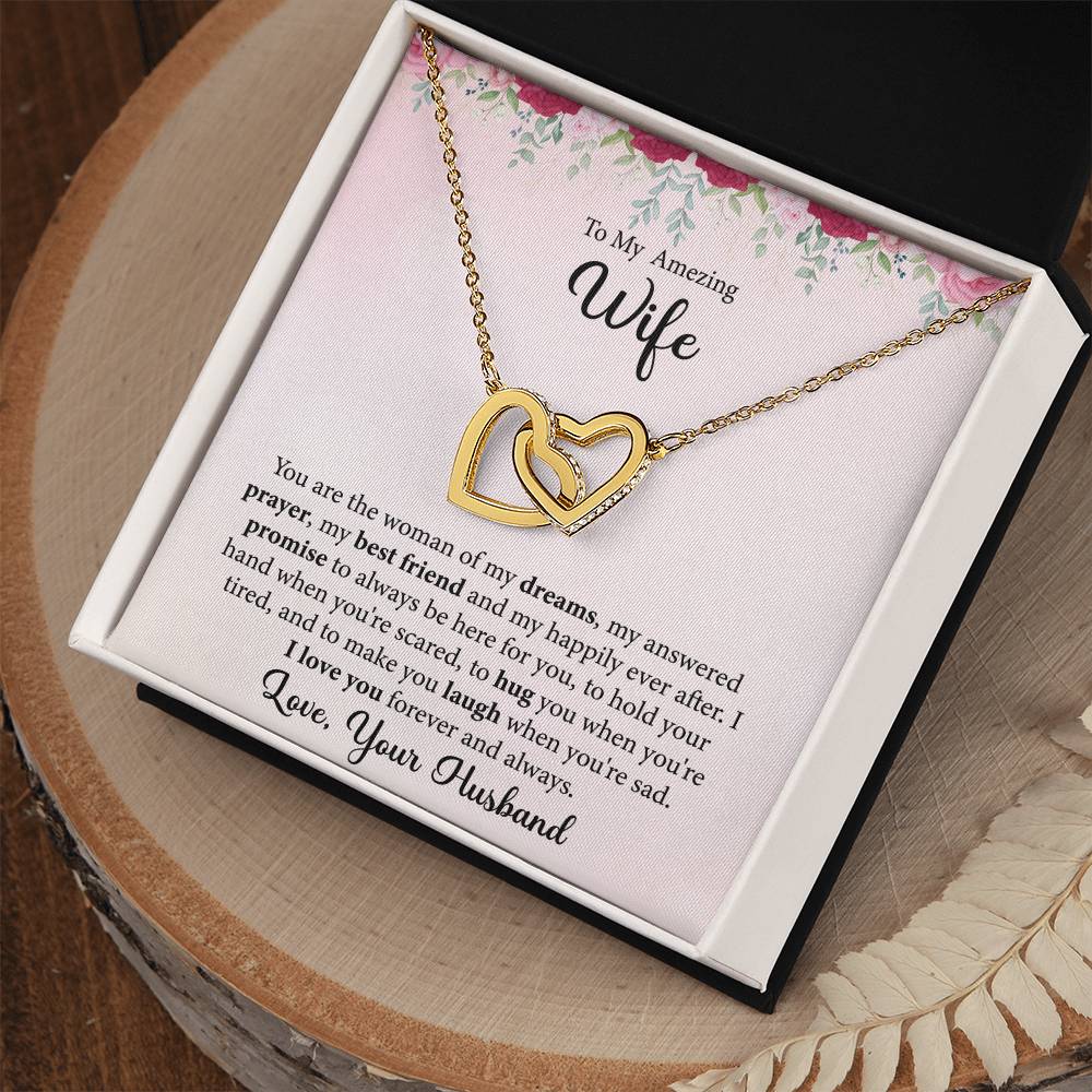 To My Amazing Wife || Interlocking Hearts Necklace (Yellow & White Gold Variants)