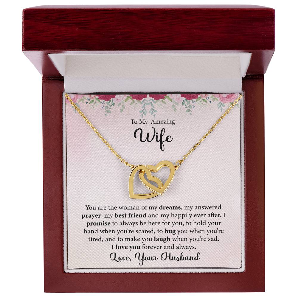 To My Amazing Wife || Interlocking Hearts Necklace (Yellow & White Gold Variants)