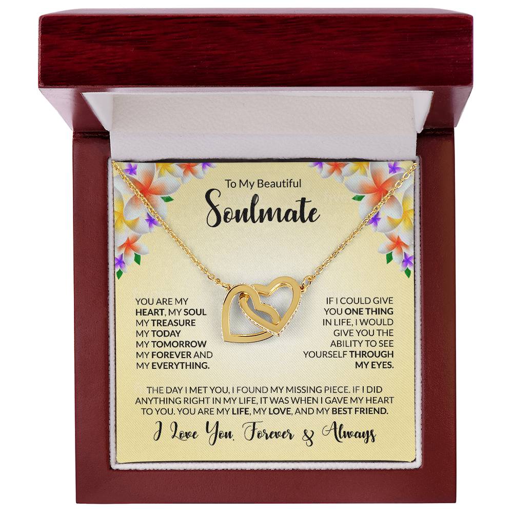 Interlocking Hearts Necklace - "To My Beautiful Soulmate"