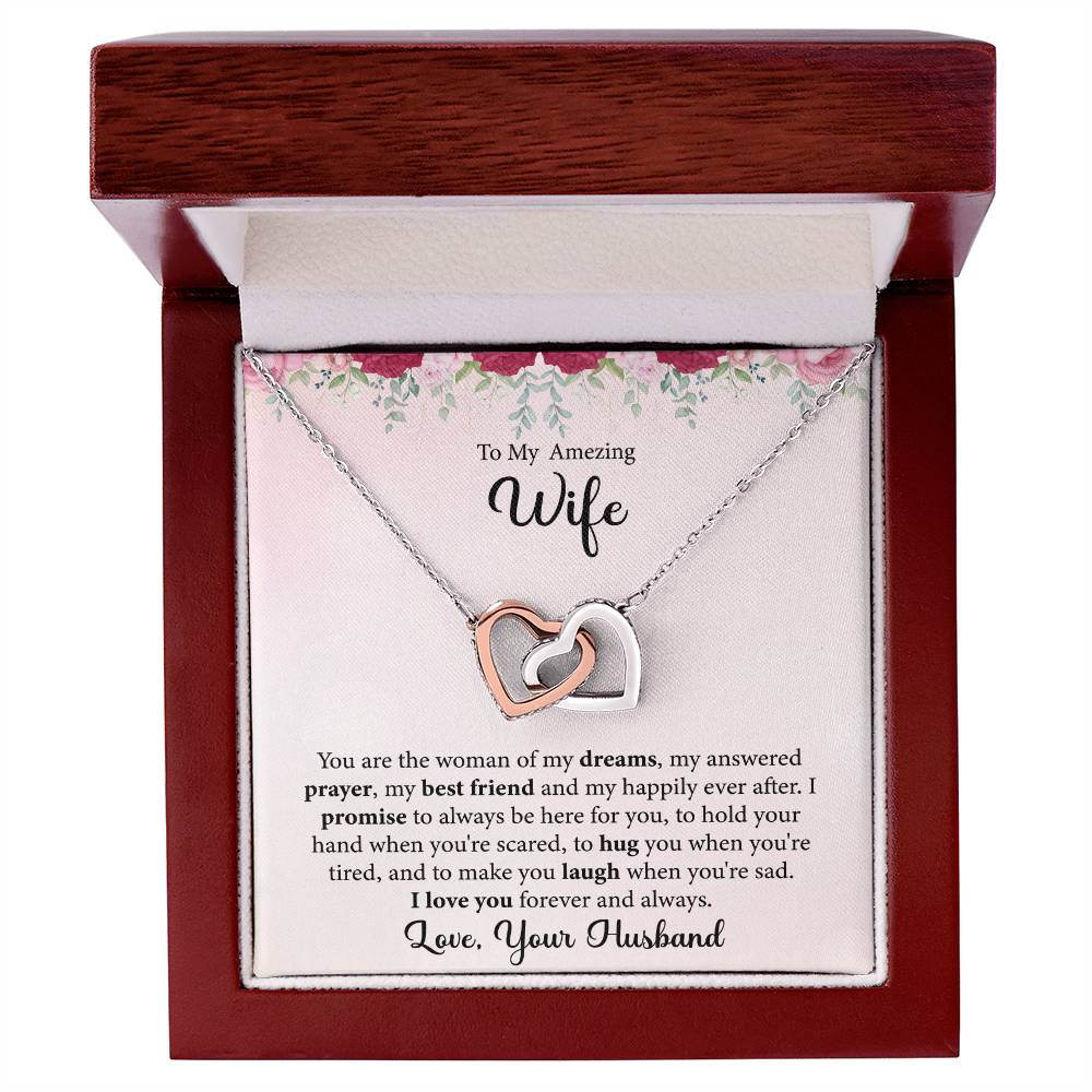 To My Amazing Wife || Interlocking Hearts Necklace (Yellow & White Gold Variants)