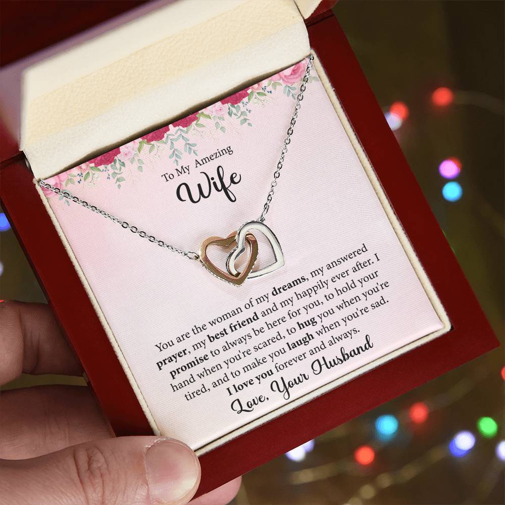 To My Amazing Wife || Interlocking Hearts Necklace (Yellow & White Gold Variants)