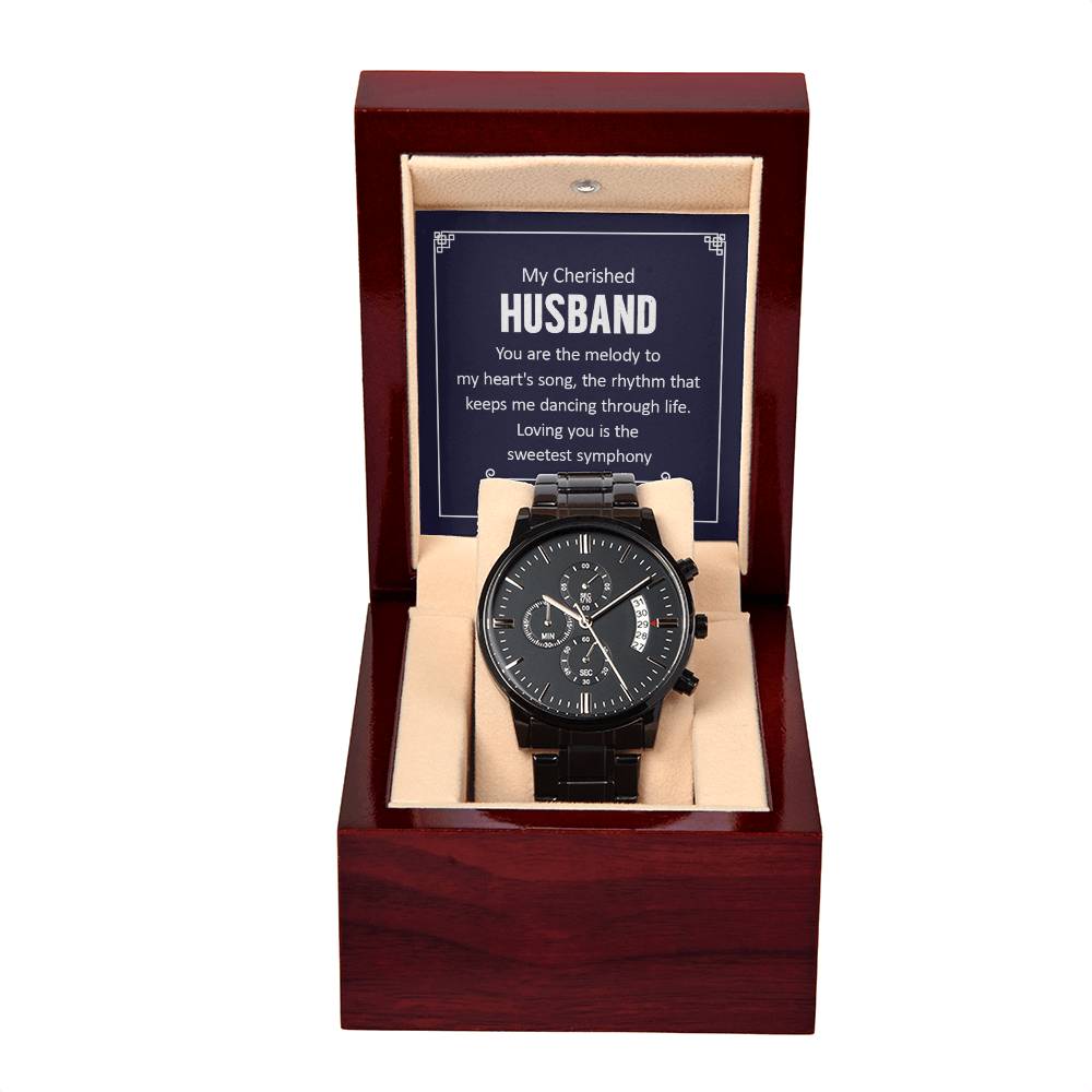 To My  Husband - Black Chronograph Watch