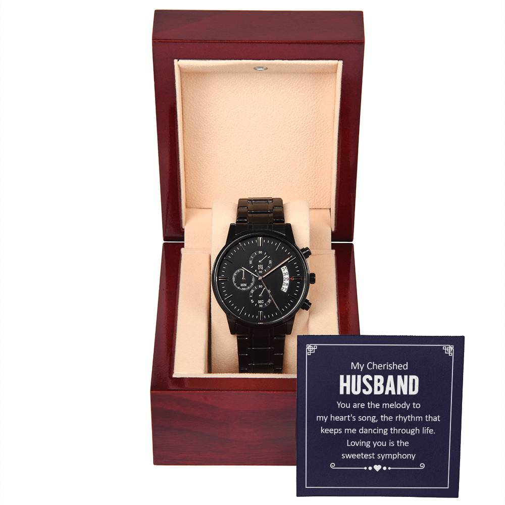 To My  Husband - Black Chronograph Watch