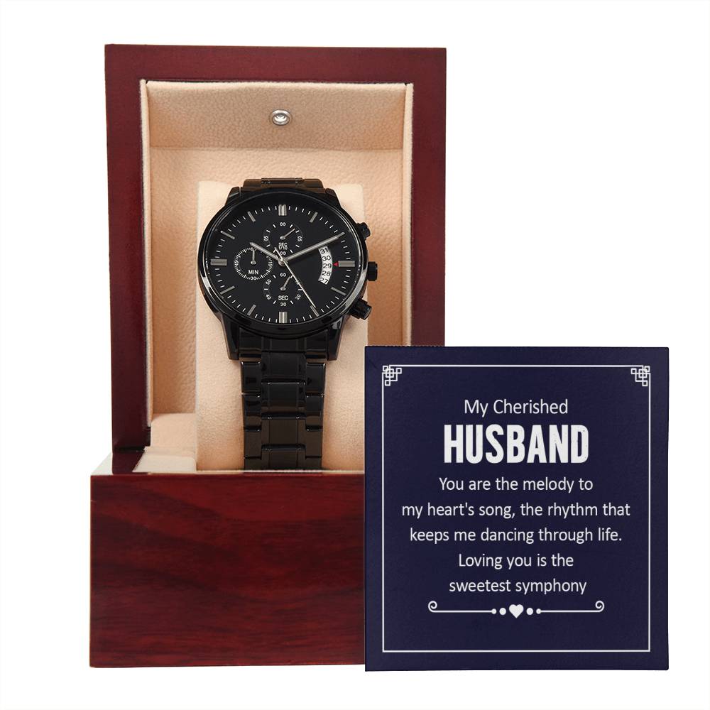 To My  Husband - Black Chronograph Watch