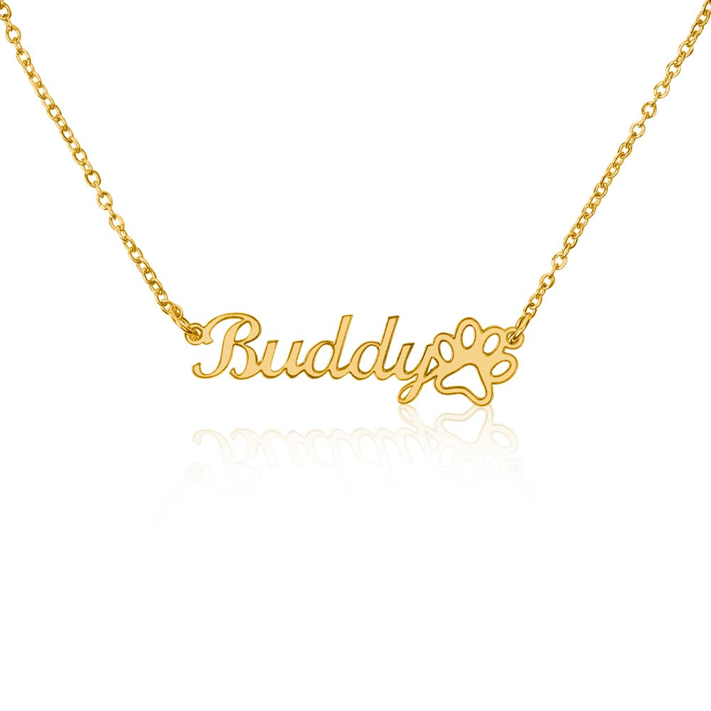 Signature Name Necklace with Paw Print