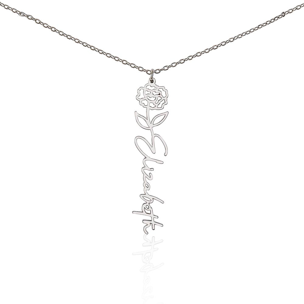 To My Daughter - Handcrafted Name Necklace With Flower - Personalized Floral Elegance