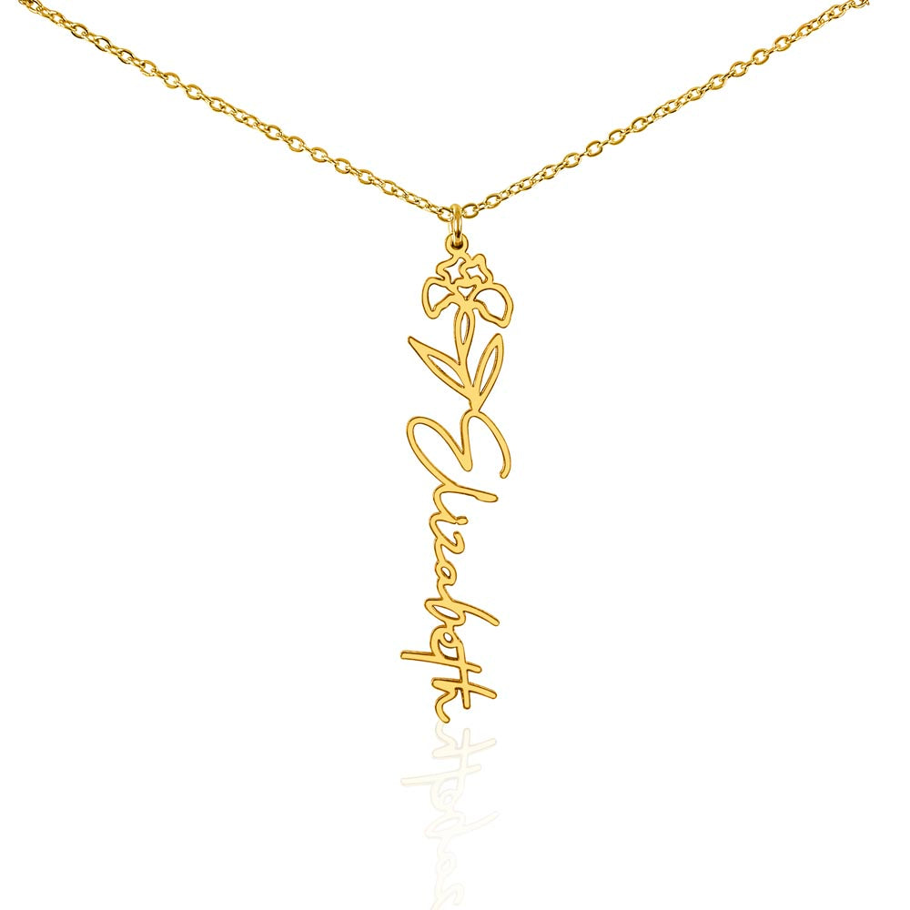 To My Daughter - Handcrafted Name Necklace With Flower - Personalized Floral Elegance