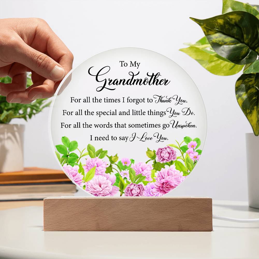 Acrylic Circle Plaque, To My Grandmother