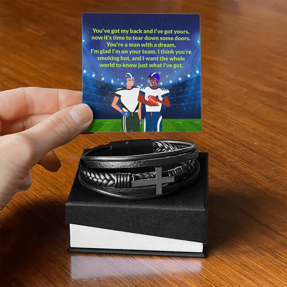 Love You Forever Bracelet, Men's Cross Leather Bracelet