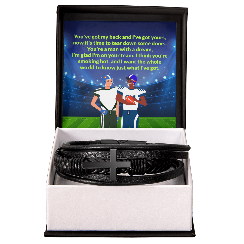 Love You Forever Bracelet, Men's Cross Leather Bracelet