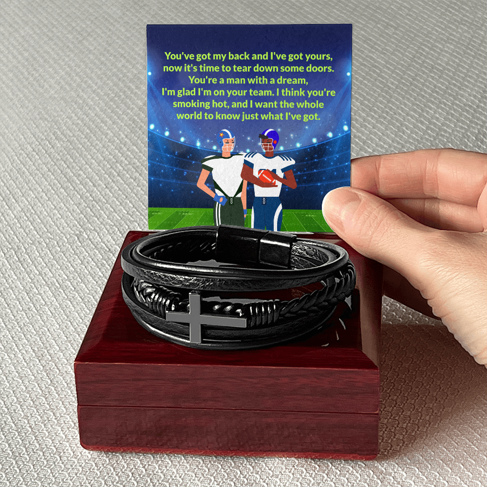 Love You Forever Bracelet, Men's Cross Leather Bracelet