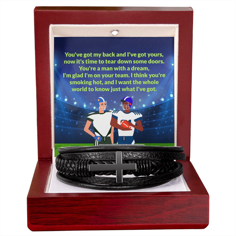 Love You Forever Bracelet, Men's Cross Leather Bracelet