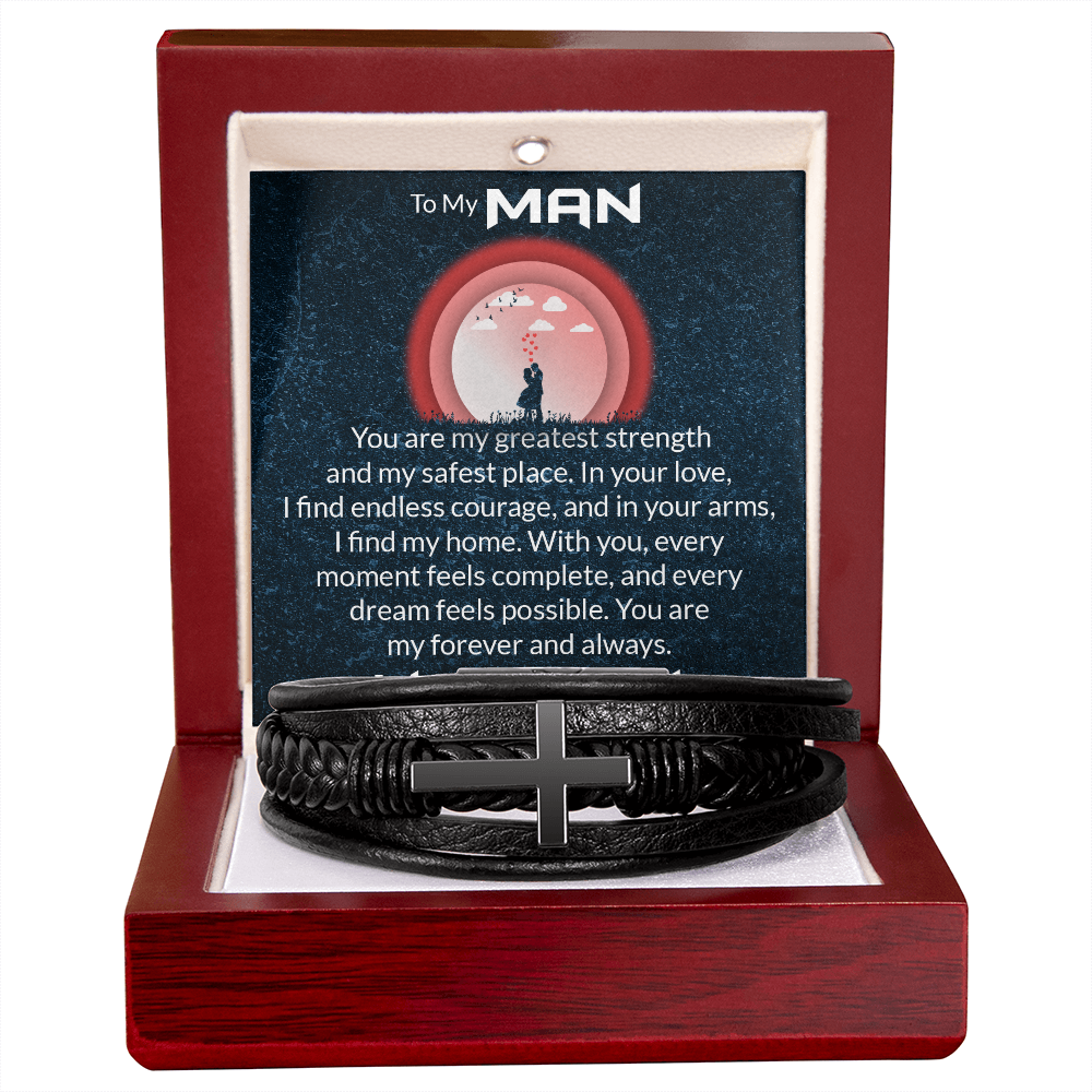 Men's Cross Leather Bracelet