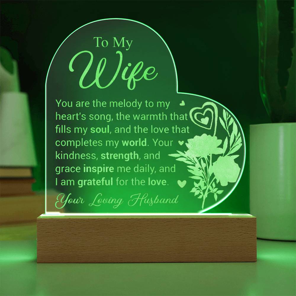 To My Wife - Engraved Acrylic Heart Plaque - A Romantic Gift