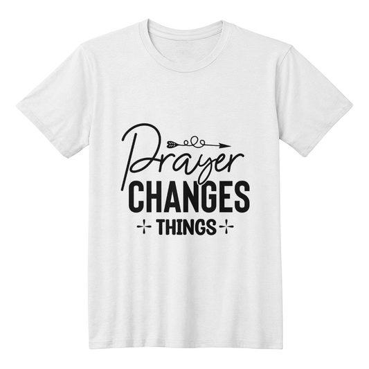 Prayer changes things, Bella + Canvas 3001 Unisex T-Shirt Front Print
