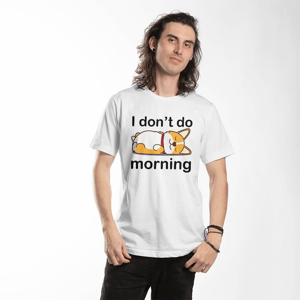I Don't do morning, Cats, Bella + Canvas 3001 Unisex T-Shirt Front Print