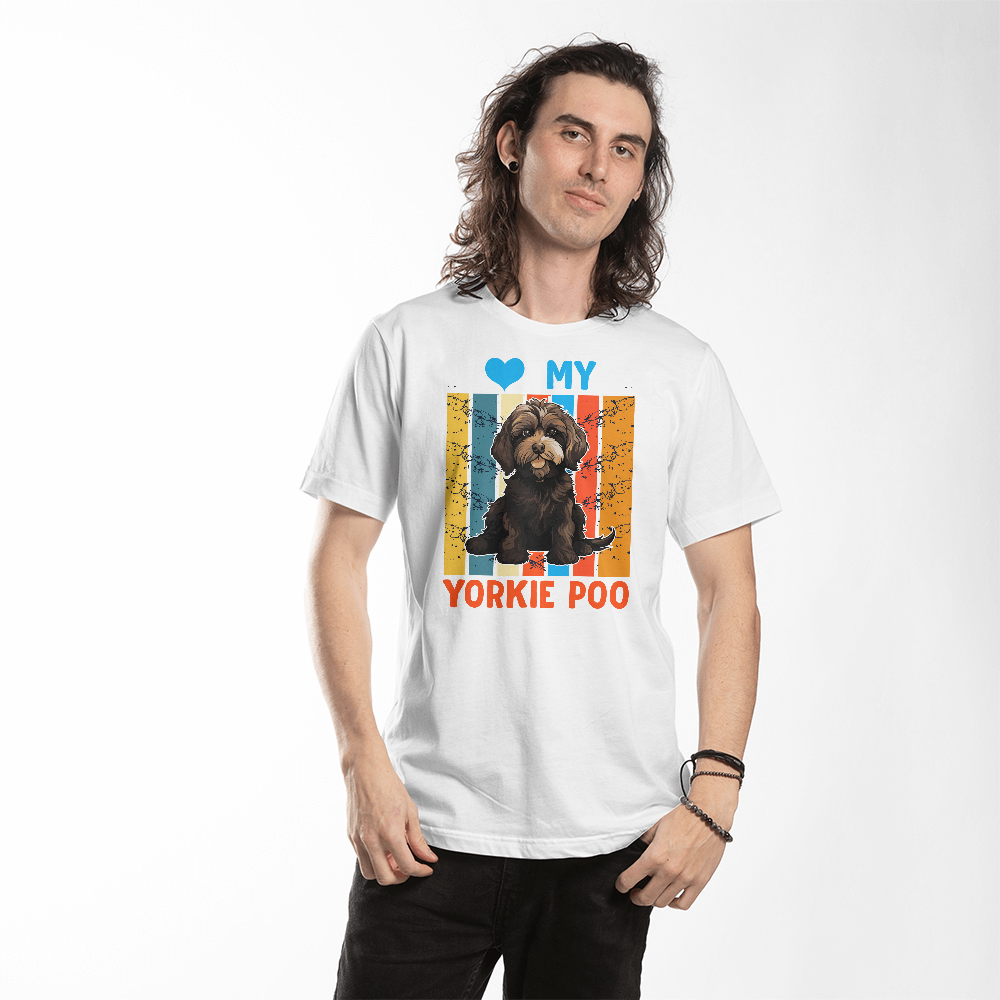 Love My Yorkie Poo, Bella + Canvas 3001 Unisex T-Shirt Front Print