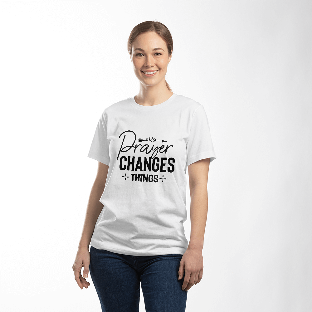 Prayer changes things, Bella + Canvas 3001 Unisex T-Shirt Front Print
