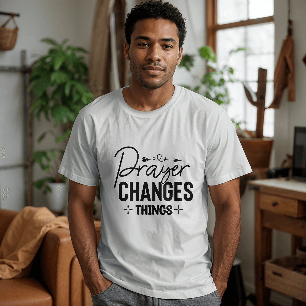 Prayer changes things, Bella + Canvas 3001 Unisex T-Shirt Front Print