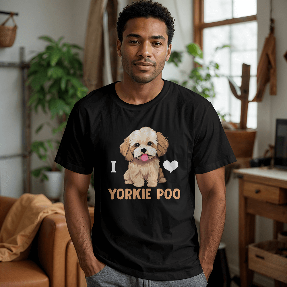 I Love Yorkie Poo, Bella + Canvas 3001 Unisex T-Shirt Front Print