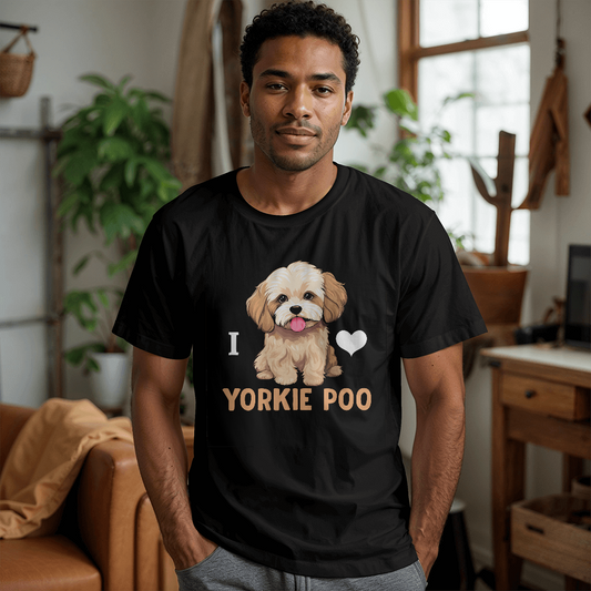 I Love Yorkie Poo, Bella + Canvas 3001 Unisex T-Shirt Front Print