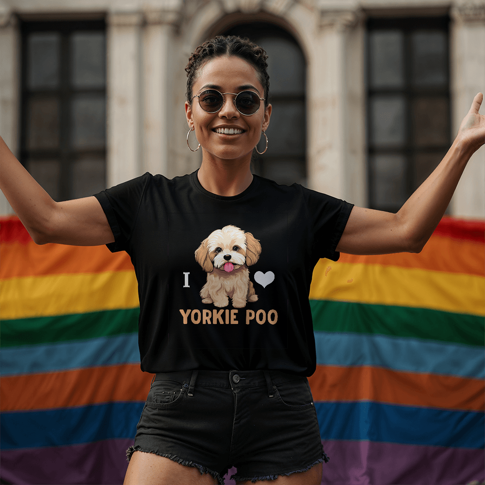 I Love Yorkie Poo, Bella + Canvas 3001 Unisex T-Shirt Front Print