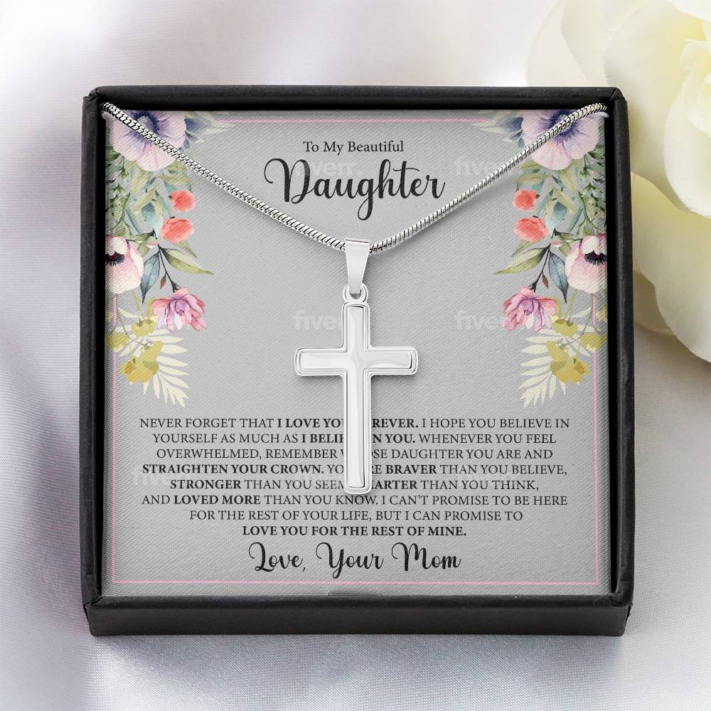 Artisan Cross Necklace - "To My Beautiful Daughter"