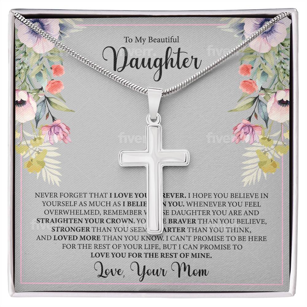 Artisan Cross Necklace - "To My Beautiful Daughter"