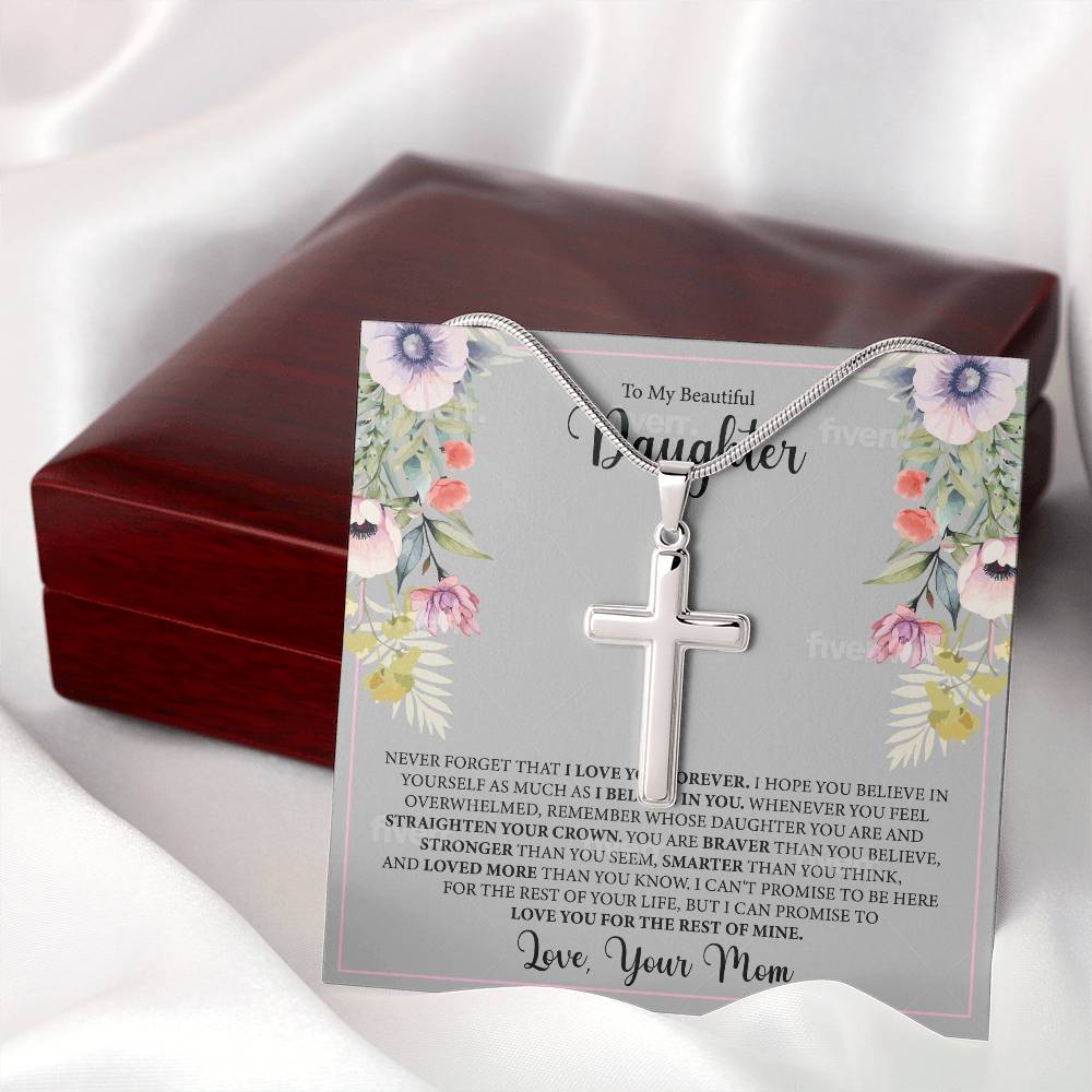 Artisan Cross Necklace - "To My Beautiful Daughter"