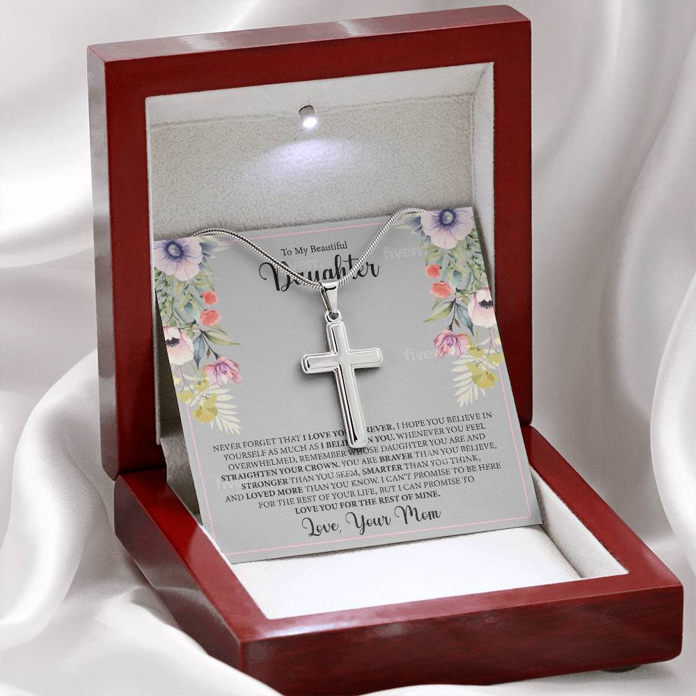Artisan Cross Necklace - "To My Beautiful Daughter"