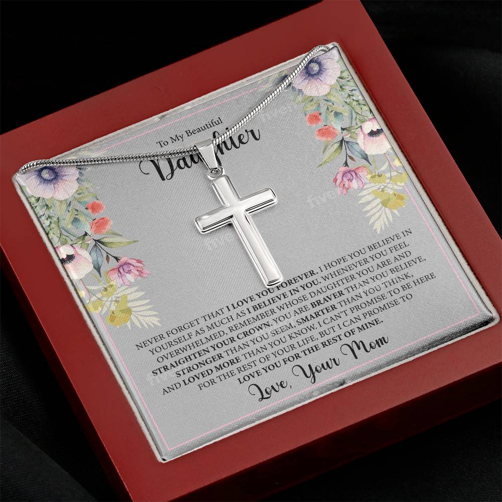 Artisan Cross Necklace - "To My Beautiful Daughter"