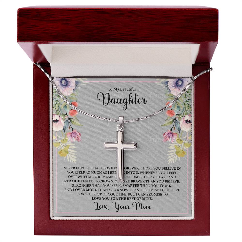 Artisan Cross Necklace - "To My Beautiful Daughter"