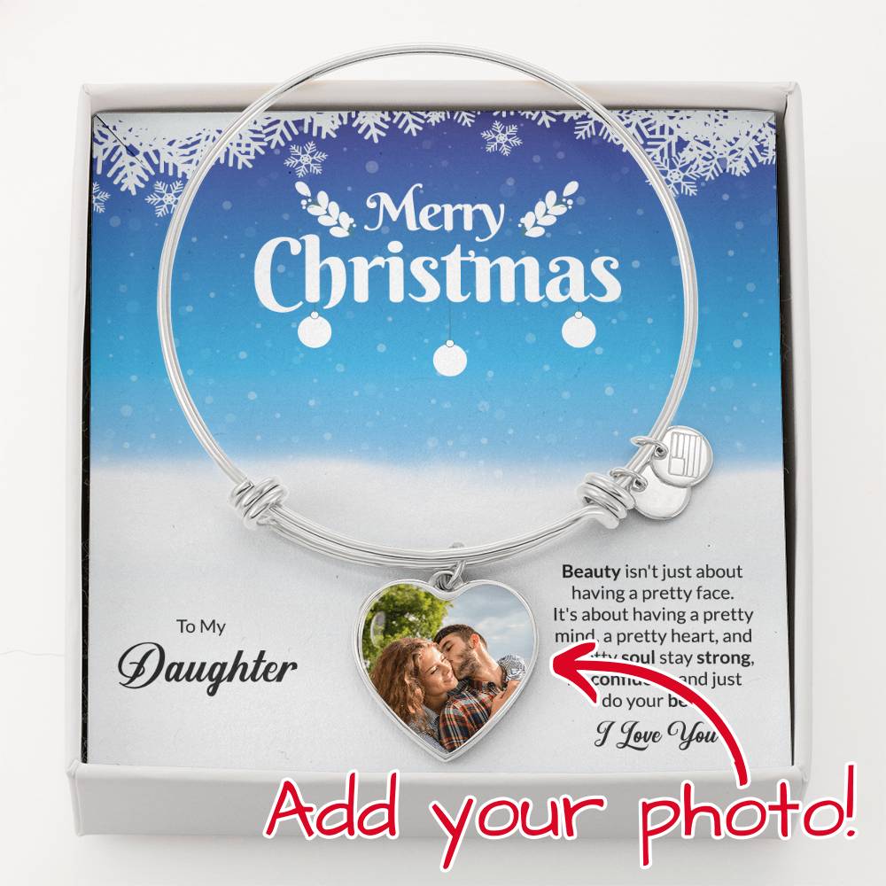 To My Daughter, Personalized Heart Bangle