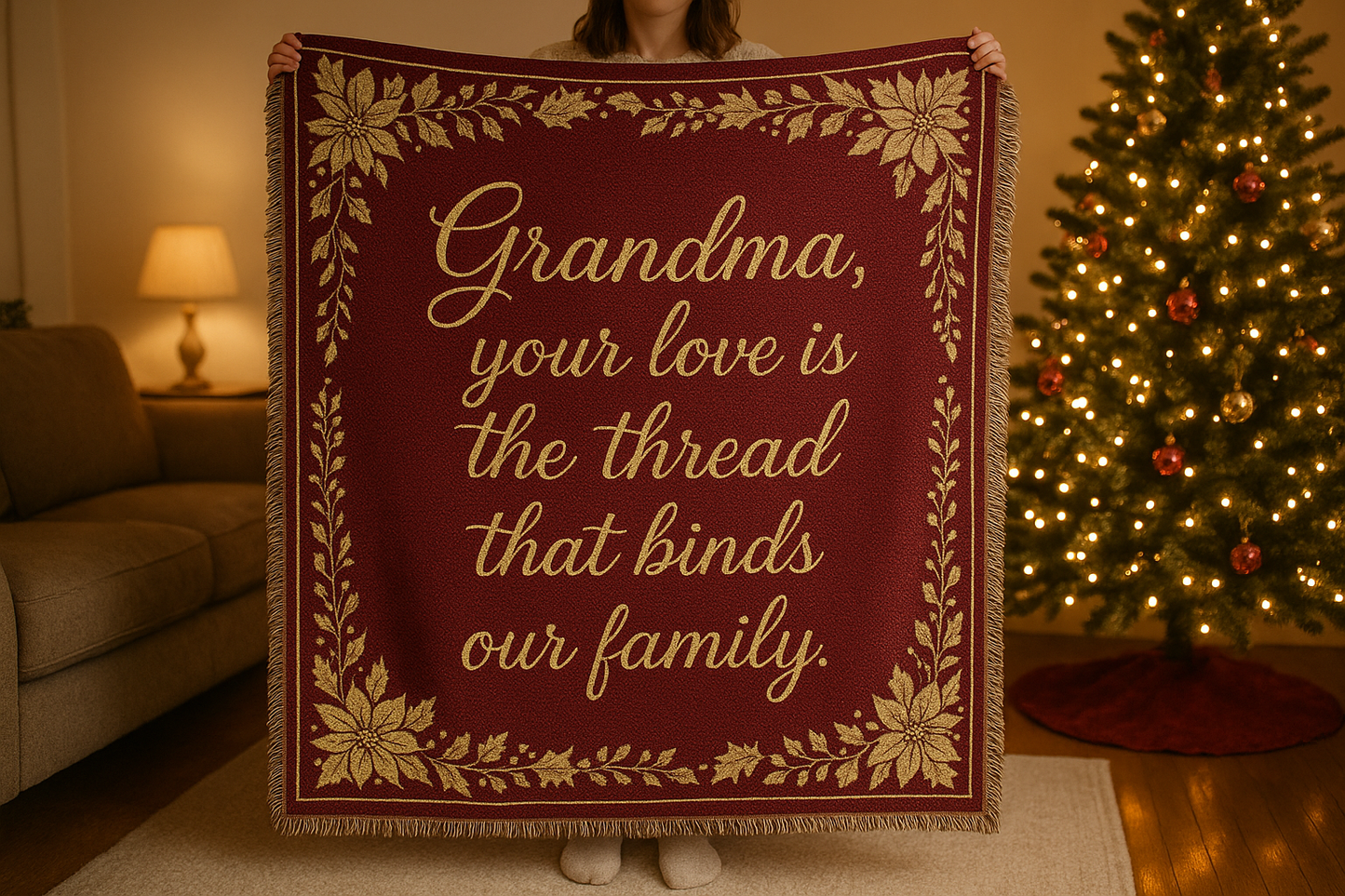 Christmas Artwork Heirloom Woven Blanket (Landscape)