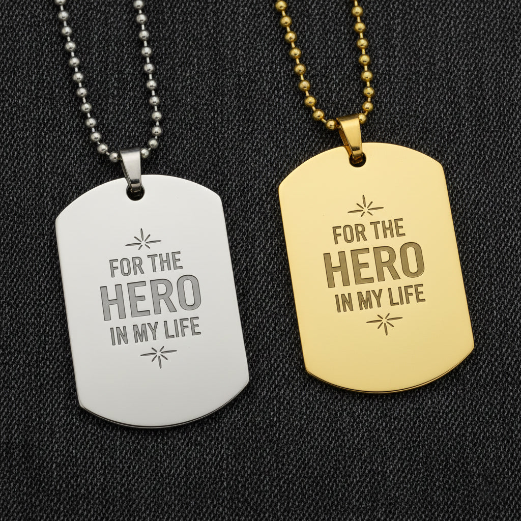 Message Engraved Dog Tag Necklace